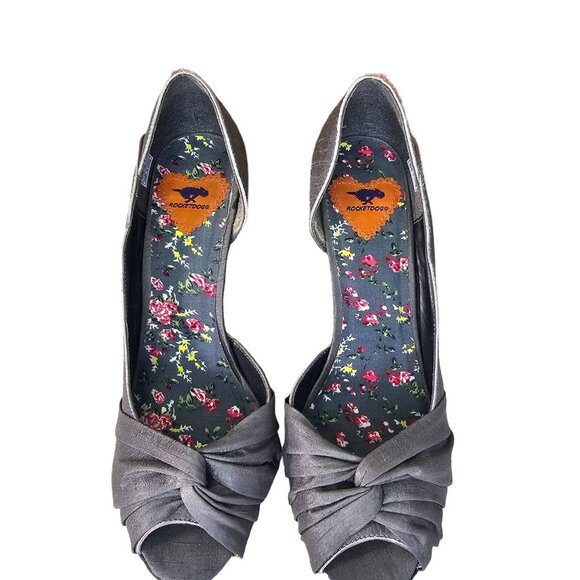 Rocket Dog Gray Peep Toe Twist D'Orsay Heel Pumps Size 10 Ownitts - Picture 3 of 7